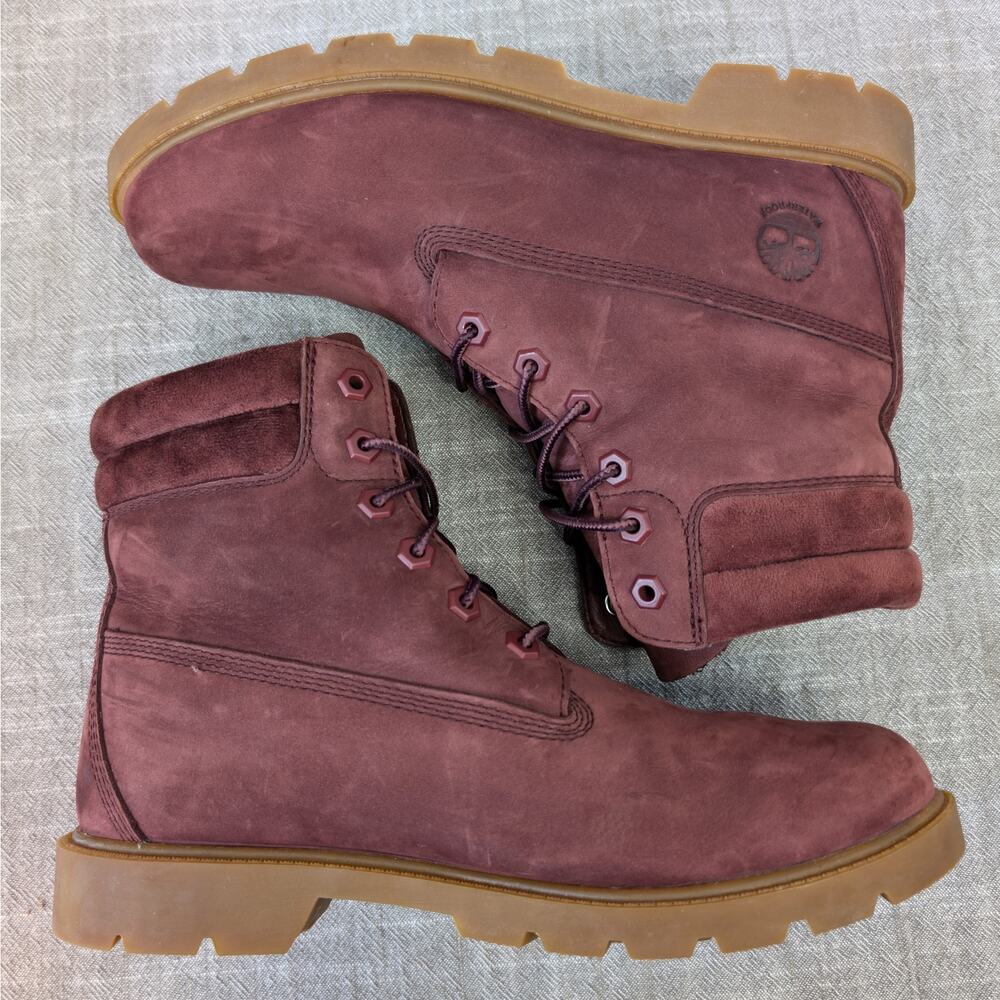 Timberland Linden Woods Burgundy Red Suede Leather Waterproof Boot Womens 9 - Picture 8 of 11